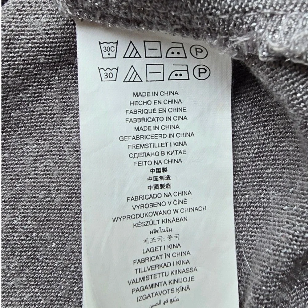 MICHAEL‎ KORS Silver Metallic Cutout Cold Shoulder Long Sleeve Top XL